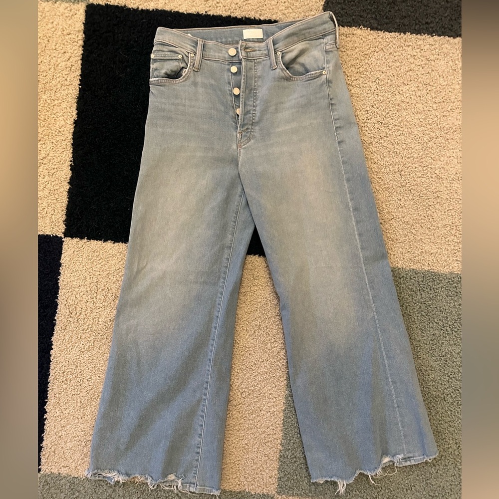 MOTHER Light Blue Wide-Leg Jeans